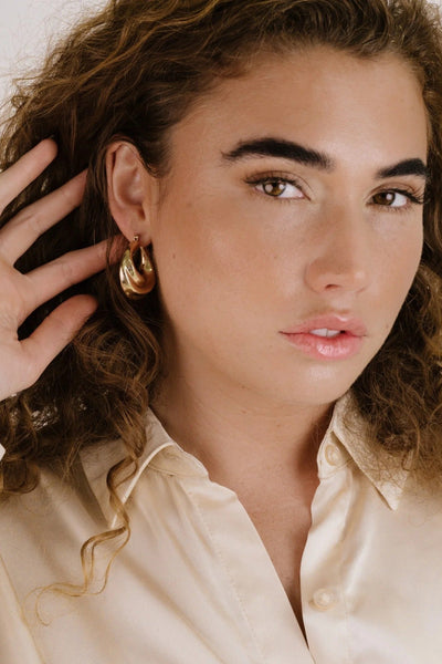 Crescent Swirl Hoop Earrings