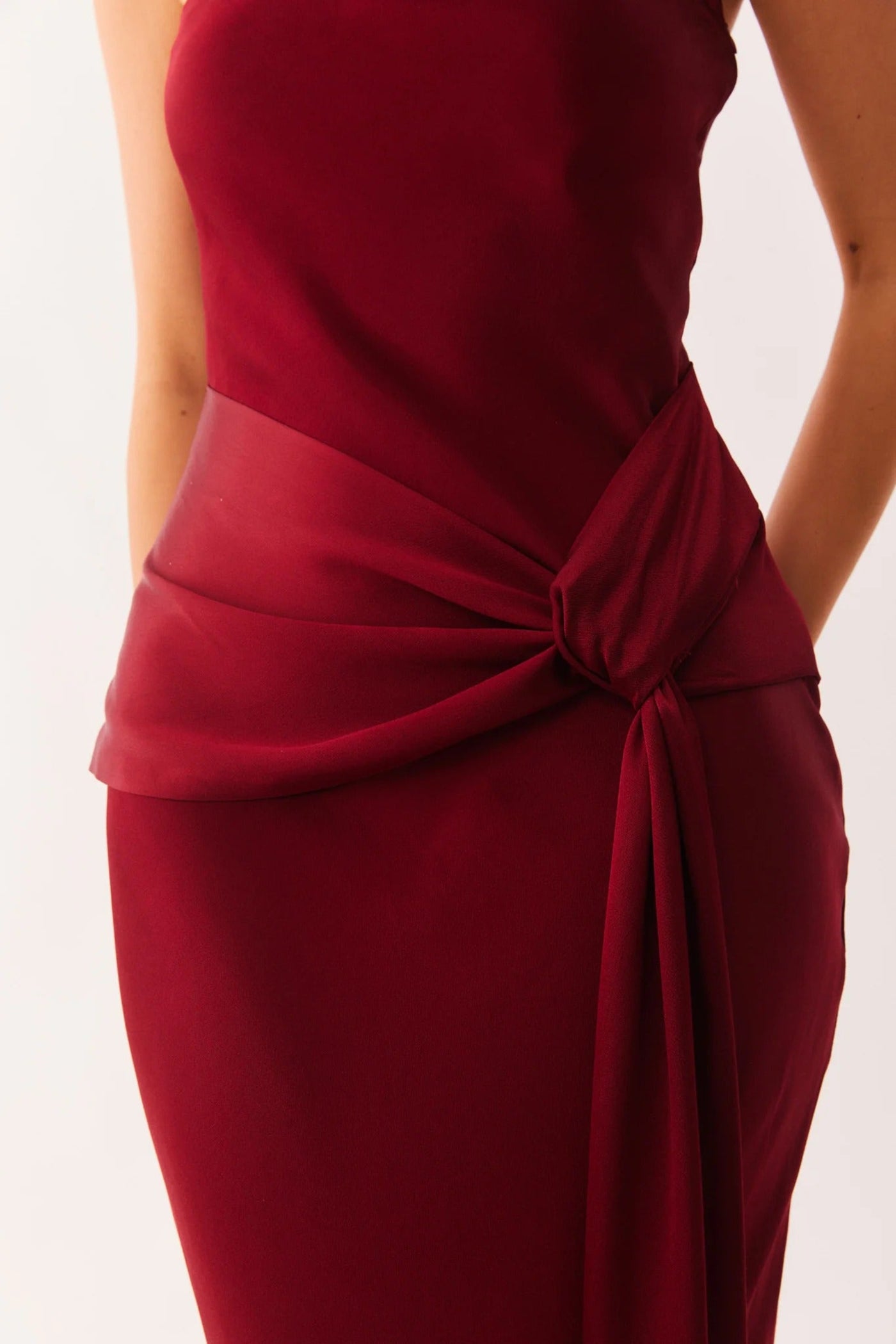 Angie Front Tie Maxi Dress - Wine