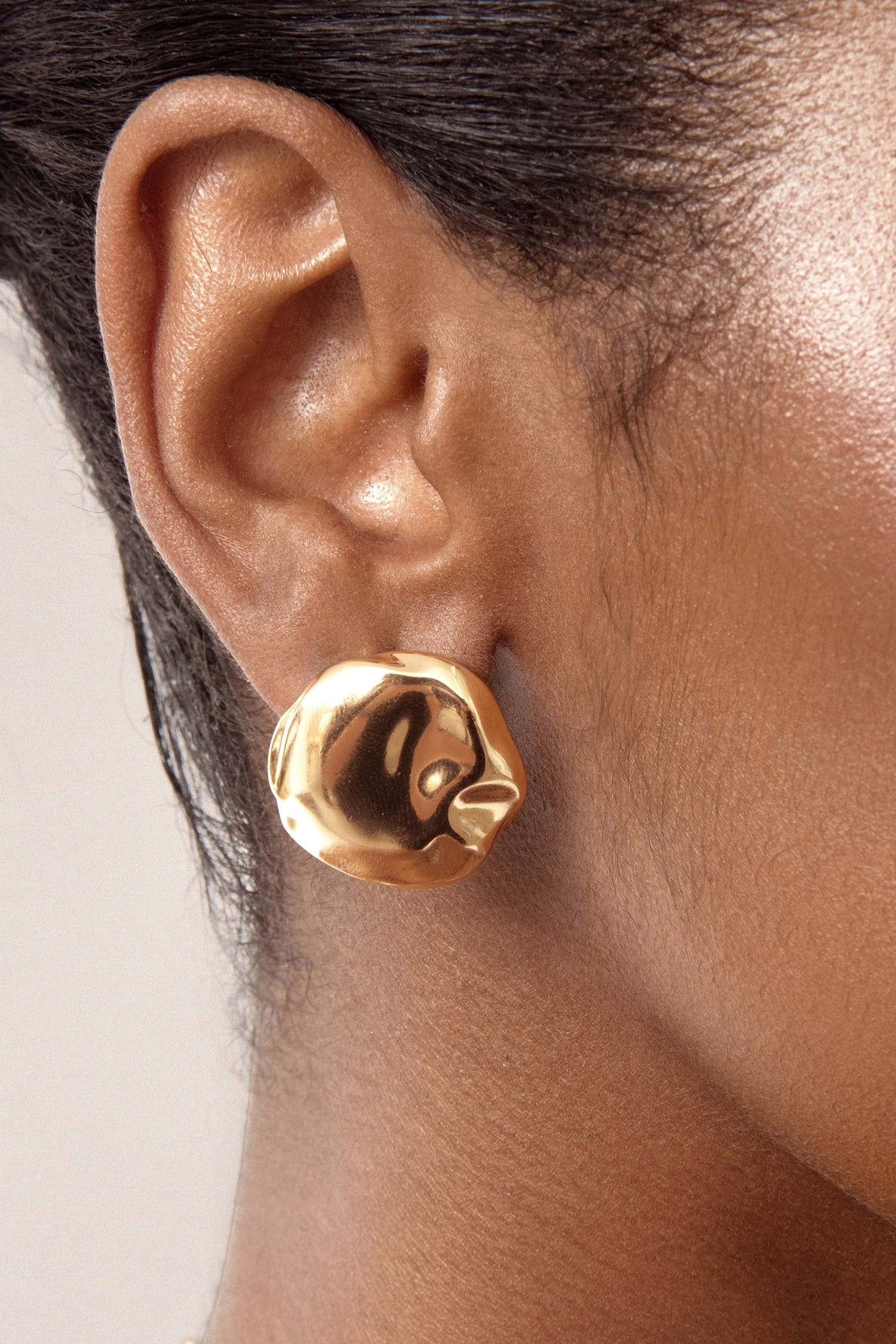 Molten Button Studs - Gold