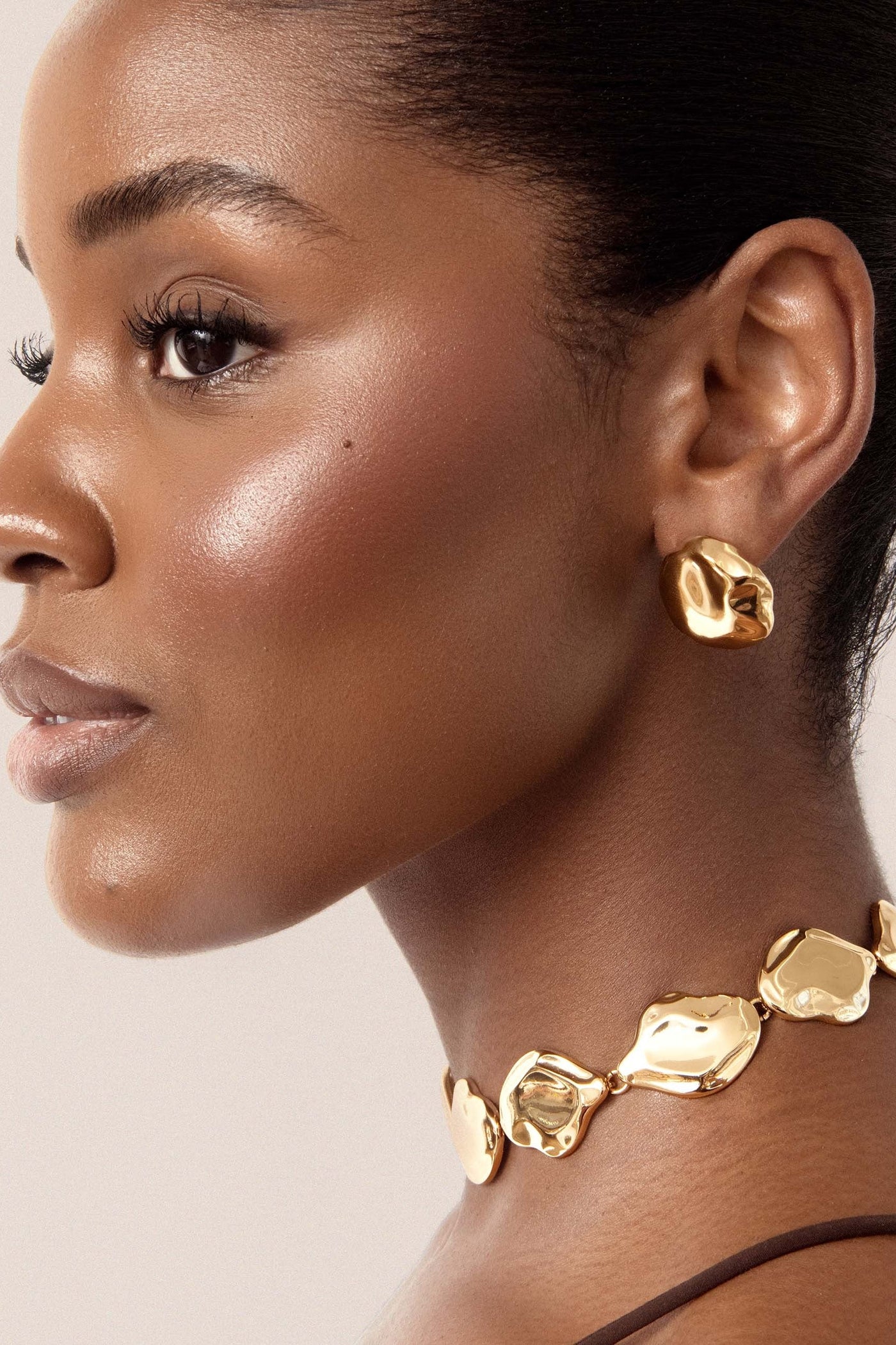 Molten Button Studs - Gold