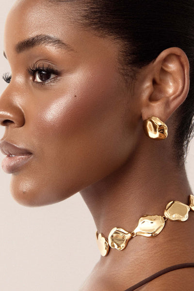 Molten Button Studs - Gold