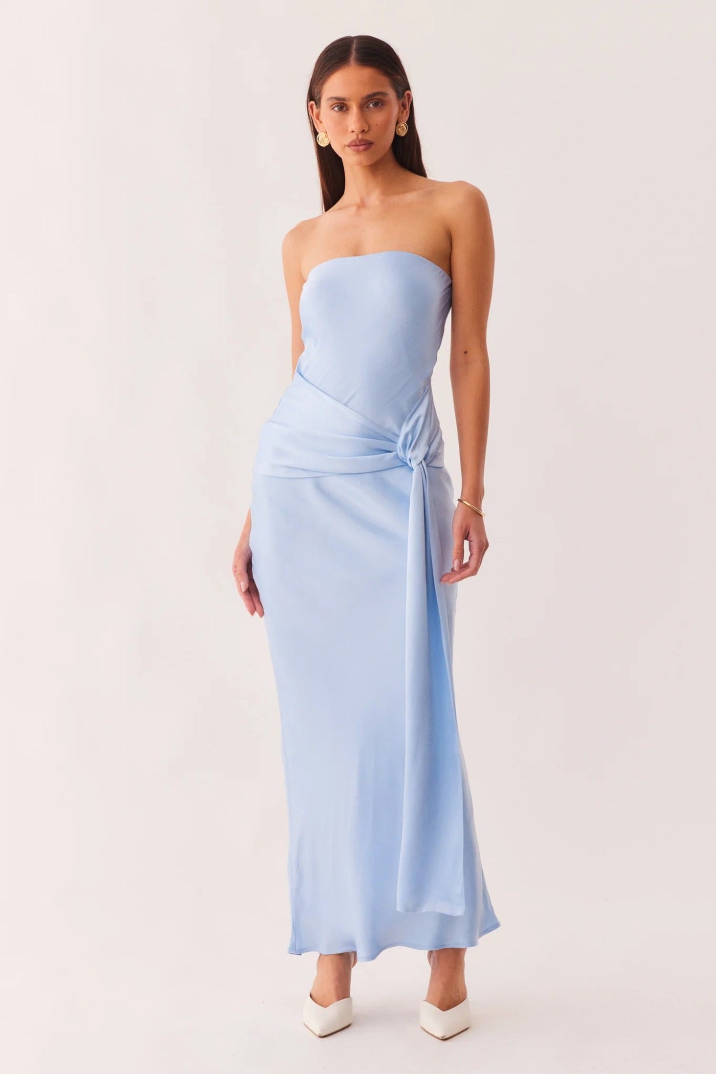 Sndys Women's ANGIE Tie Front MAXI DRESS - Blue - Size M - BABY Blue Sndys Women's ANGIE Tie Front MAXI DRESS - Blue - Size M - BABY Blue
