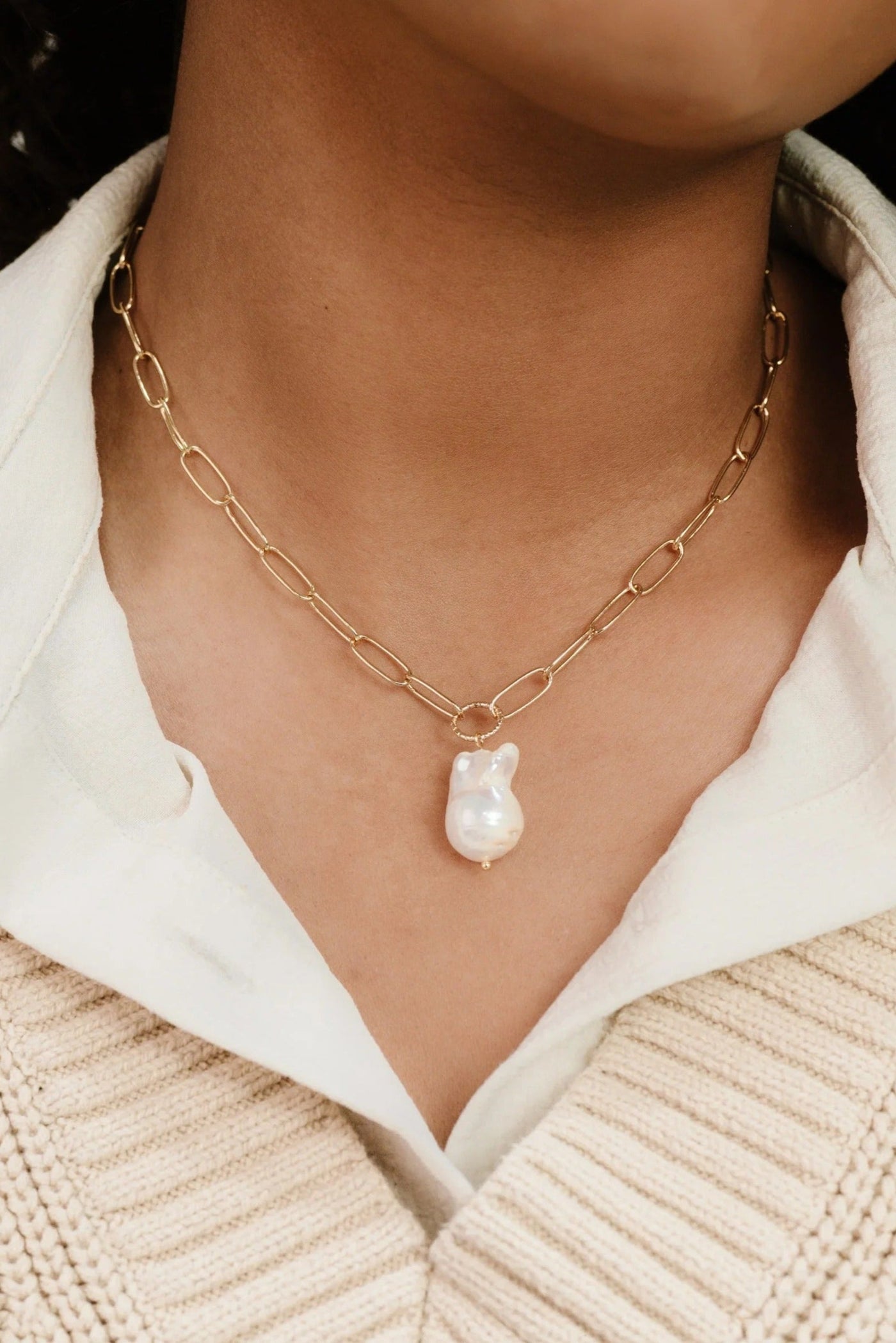 Single Pearl Chain Necklace