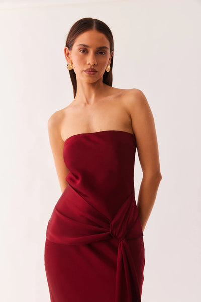 Angie Front Tie Maxi Dress - Wine