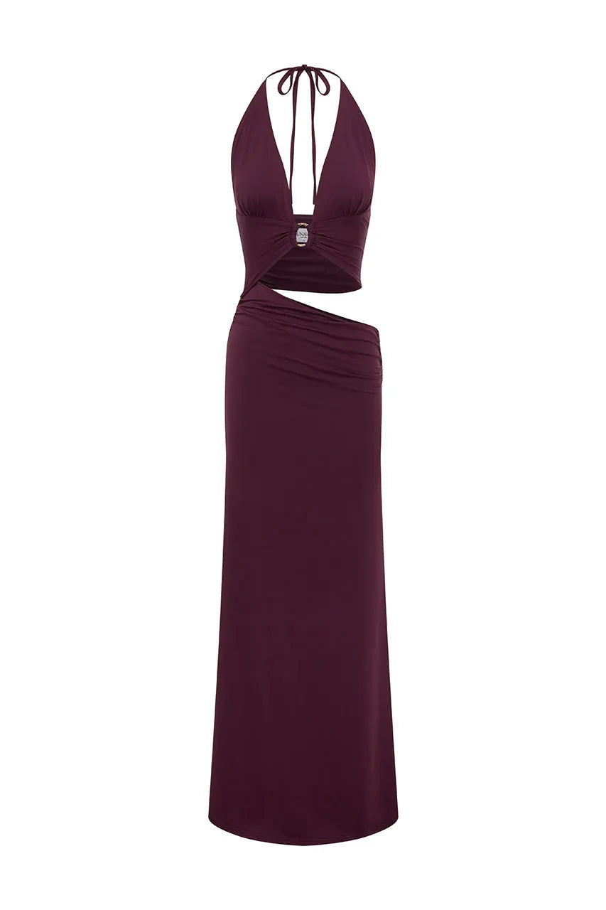 Lumia Halter Maxi Dress - Plum