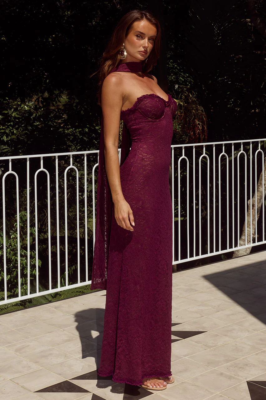 Amana Maxi Dress - Wine (PREORDER)