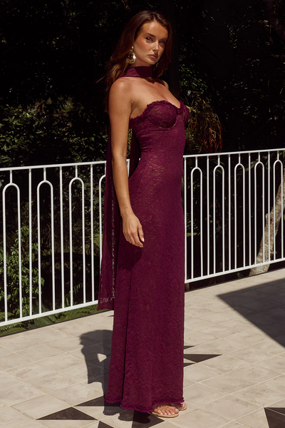 Amana Maxi Dress - Wine (PREORDER)