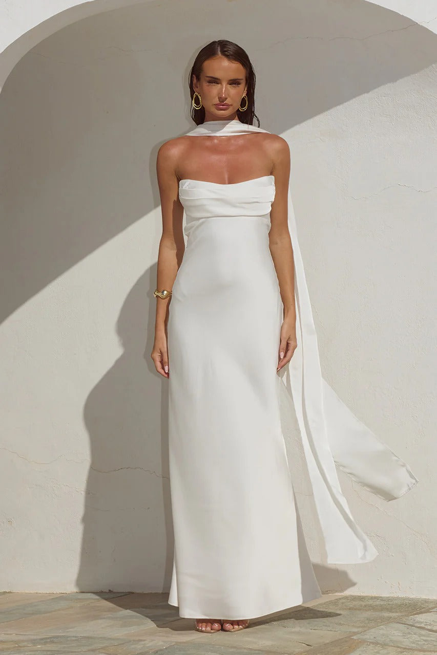 Runaway The Label Madeleine Strapless Maxi Dress in White