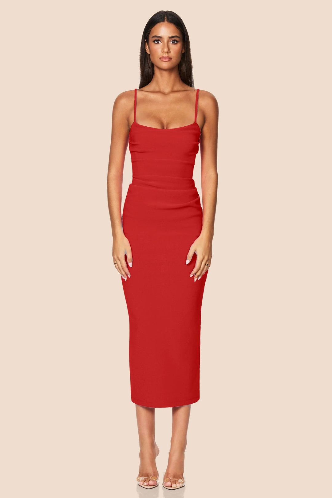 Tucked Tease Midi Cherry / L