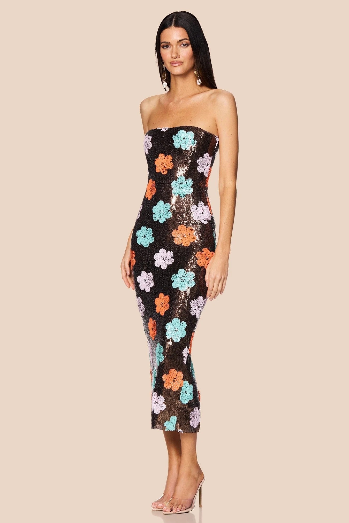 Nookie Sienna Midi Dress - Floral Sequin