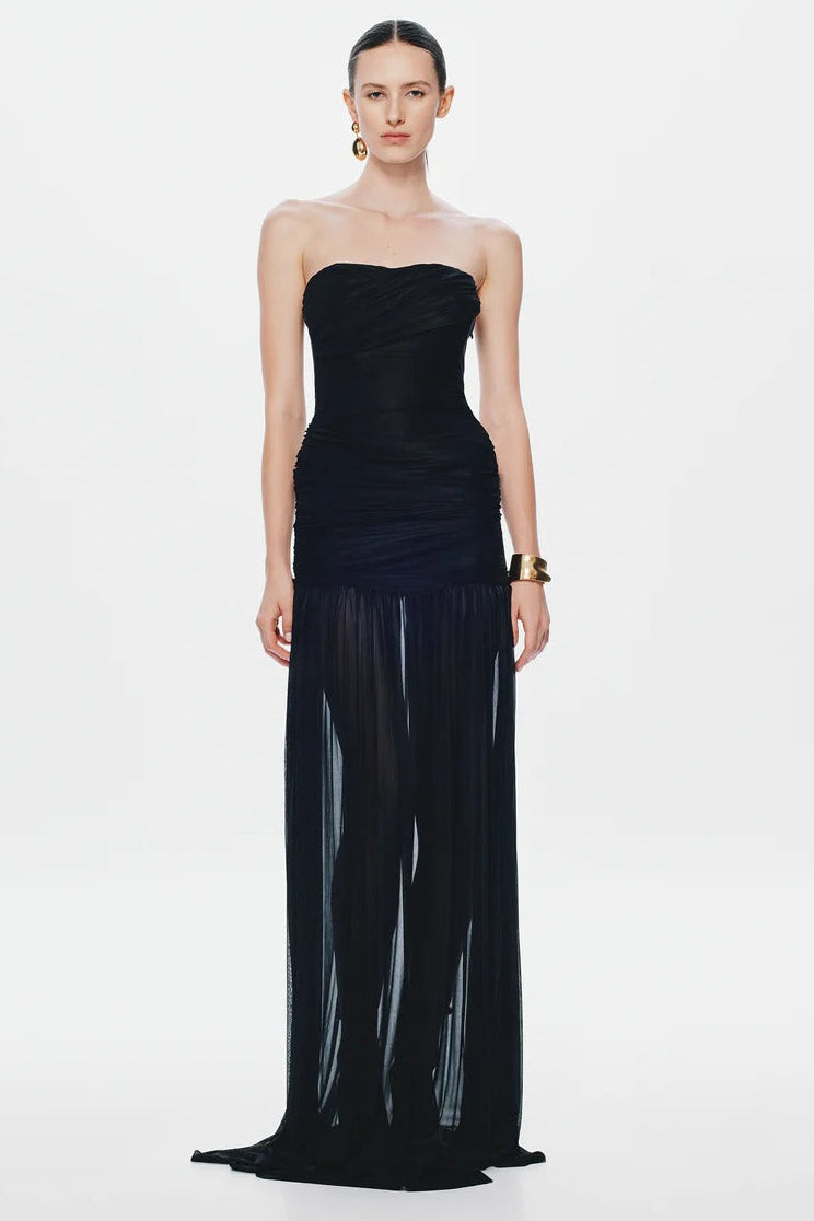 Misha Ember Wrapped Dress - Black