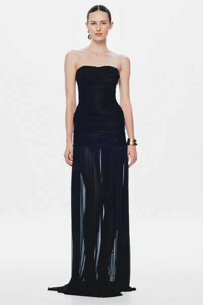 Misha Ember Wrapped Dress - Black