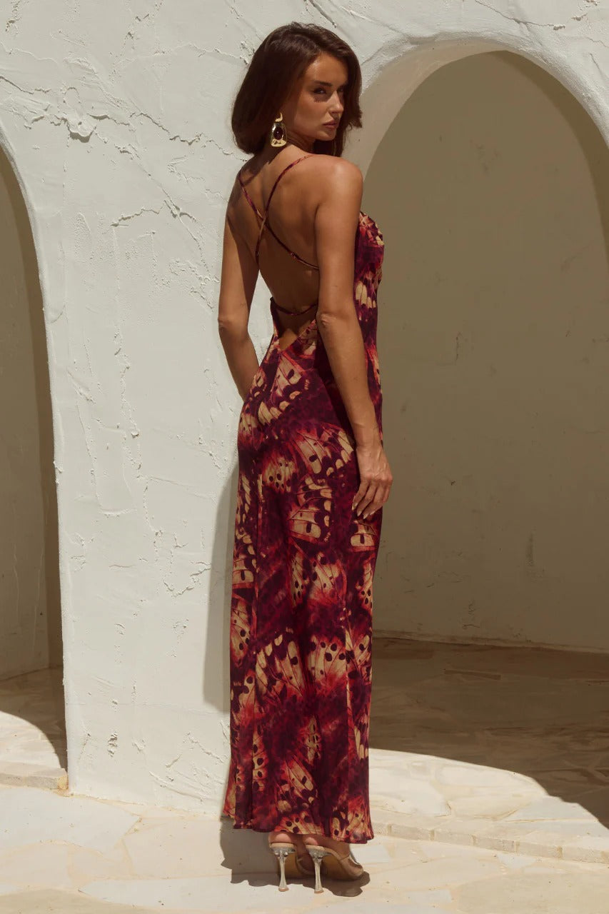 eliana maxi dress Benito Cowl Maxi Dress - Eliana Red