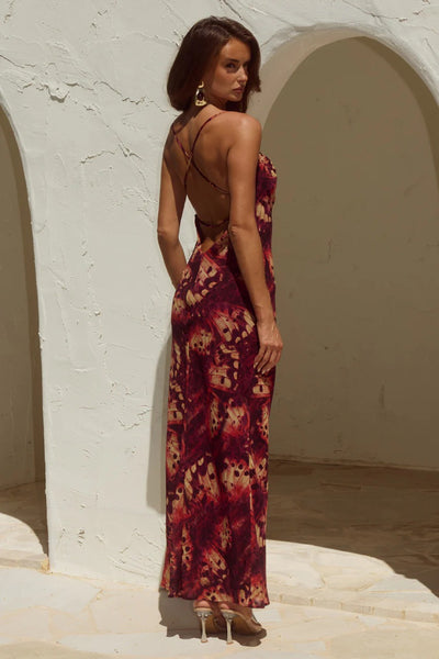 Benito Cowl Maxi Dress - Eliana Red