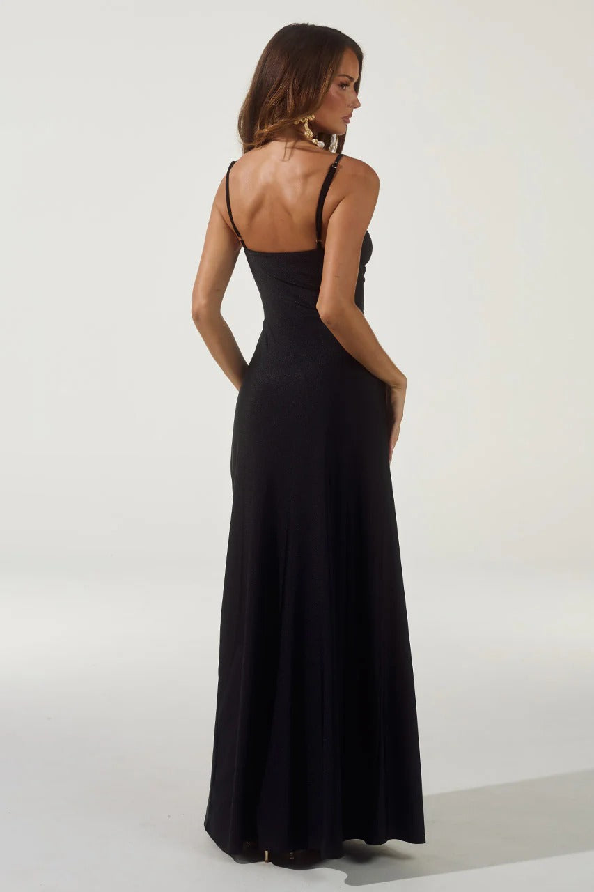 chinese dress ladies Plunge Cut-Out Maxi Dress in Black main image 0
