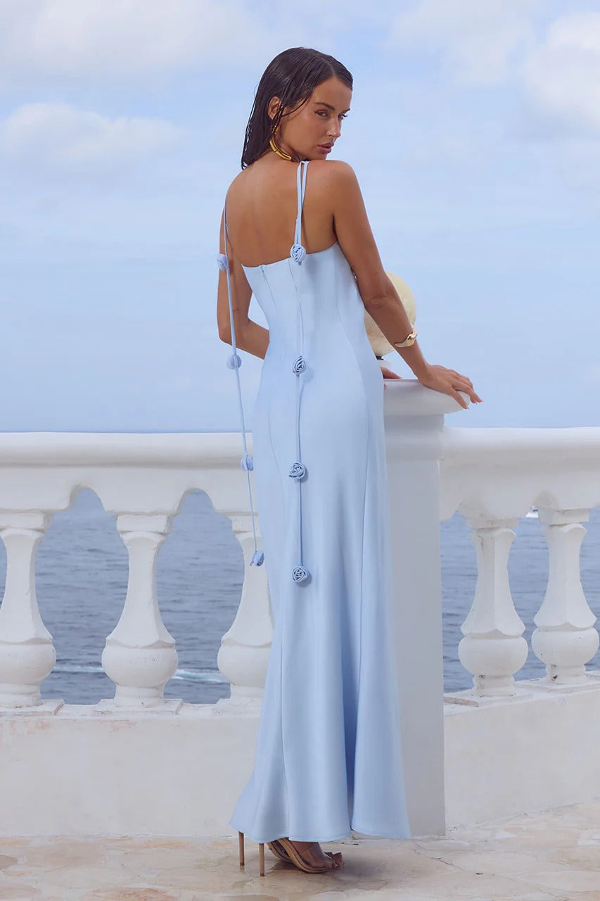 maxi sky blue dress Agathe Off The Shoulder Maxi Dress main image 1