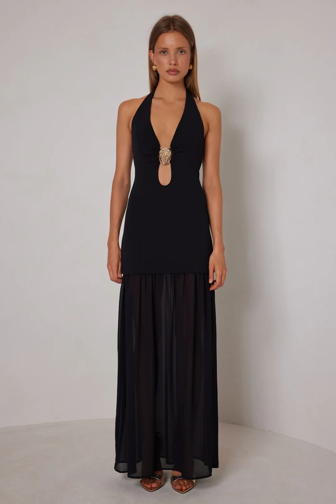 slim fit dress slacks Elle zeitoune – Leon One Shoulder Sequin Dress – Ball gowns – Gold / Pink
