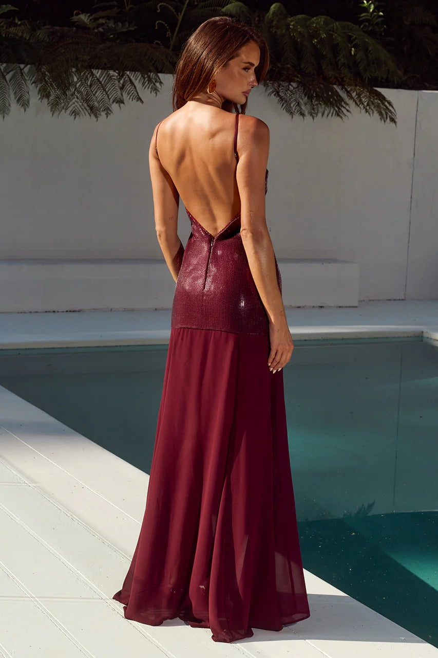 Tulia Maxi Dress - Wine