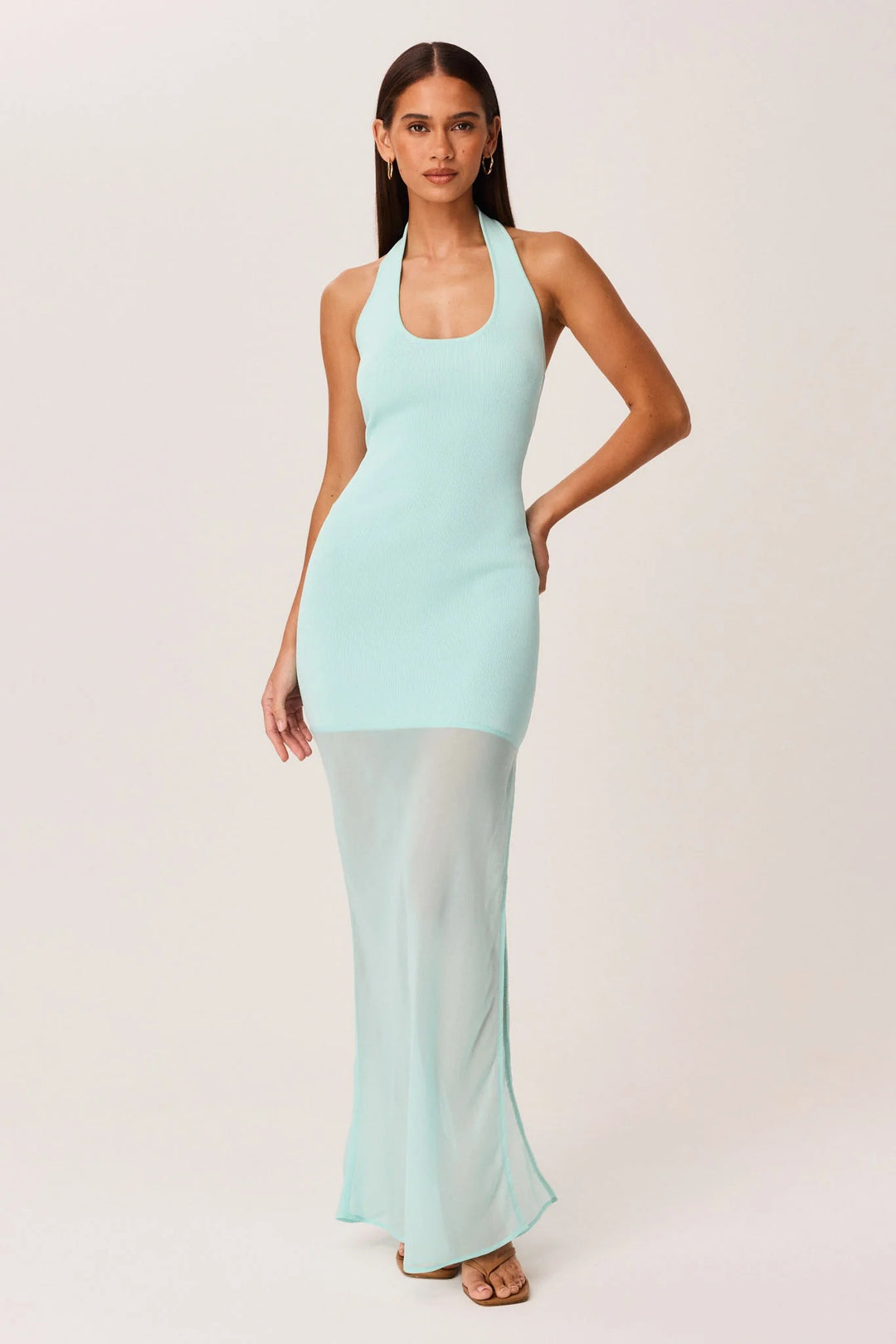 aqua maxi dress SOMMER / L it’s made for balmy Color:MT Cardiff PRETTYGARDEN Women's Fall Spring
