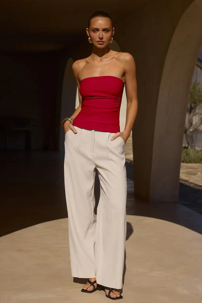 Ashton Strapless Top - Cherry Red