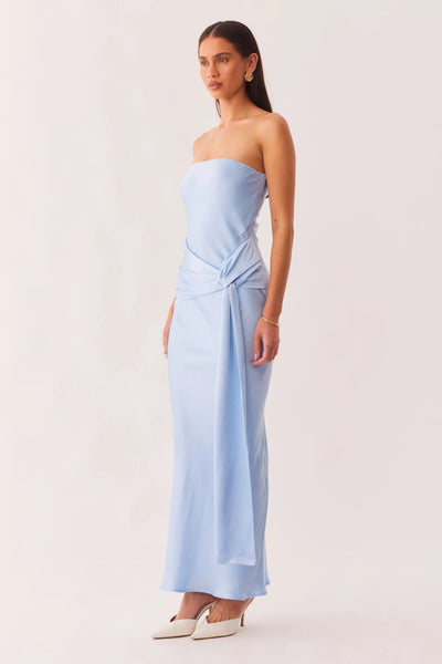 Angie Front Tie Maxi Dress - Baby Blue