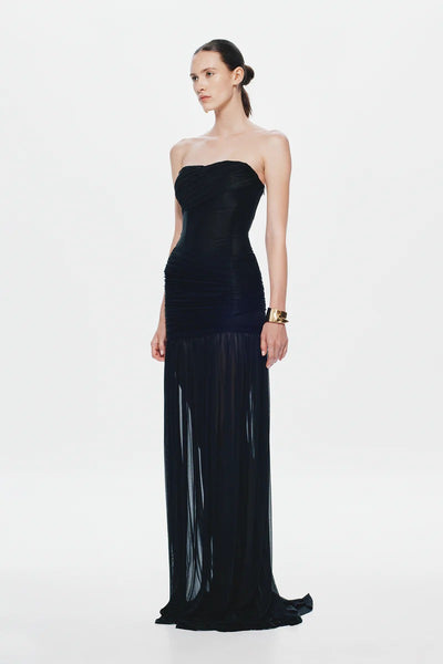 Misha Ember Wrapped Dress - Black