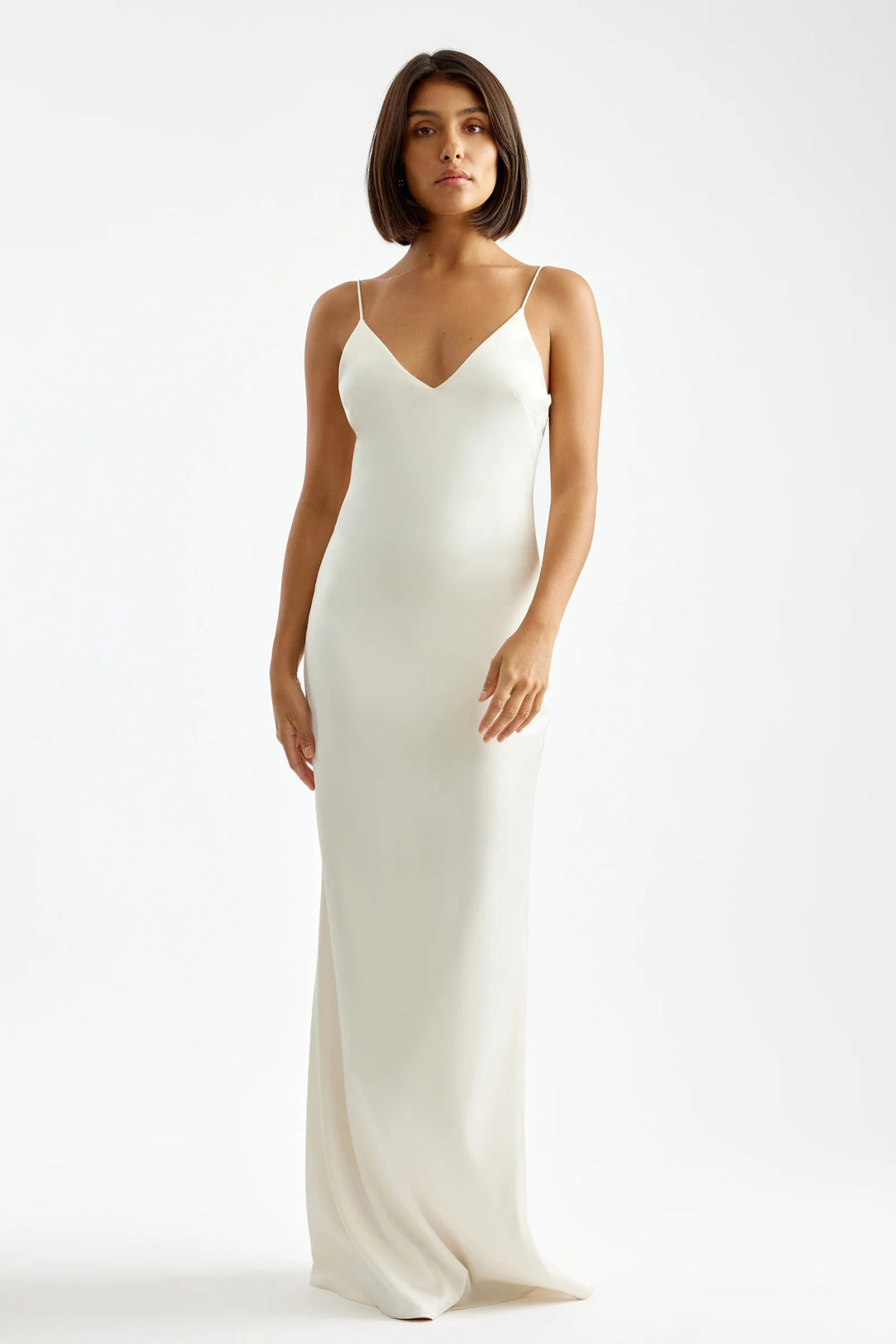 oyster satin bridesmaid dress Six Stories Women's Gathered Bust Satin Bridesmaid Dress
