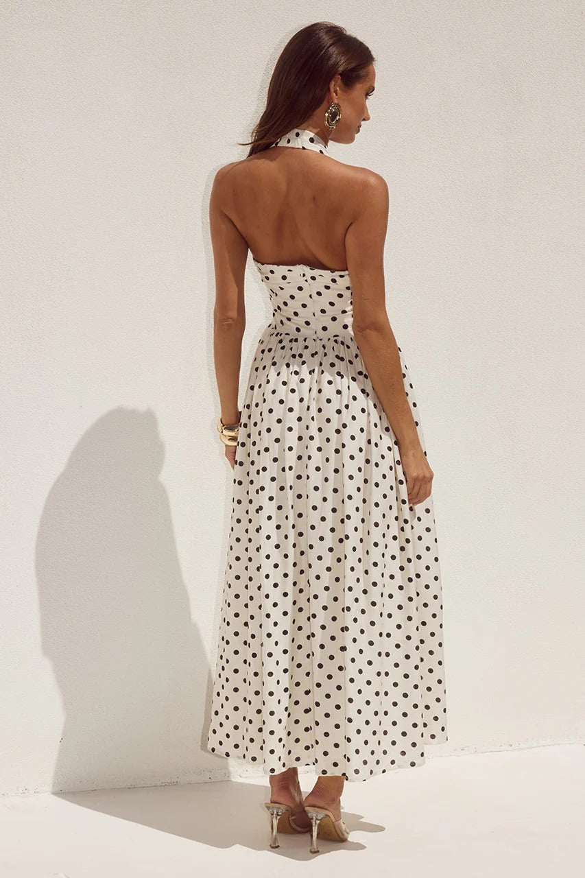 Sammi Midi Dress - Cream/Black Polka | JAUS Sammi Midi Dress - Cream/Black Polka | JAUS