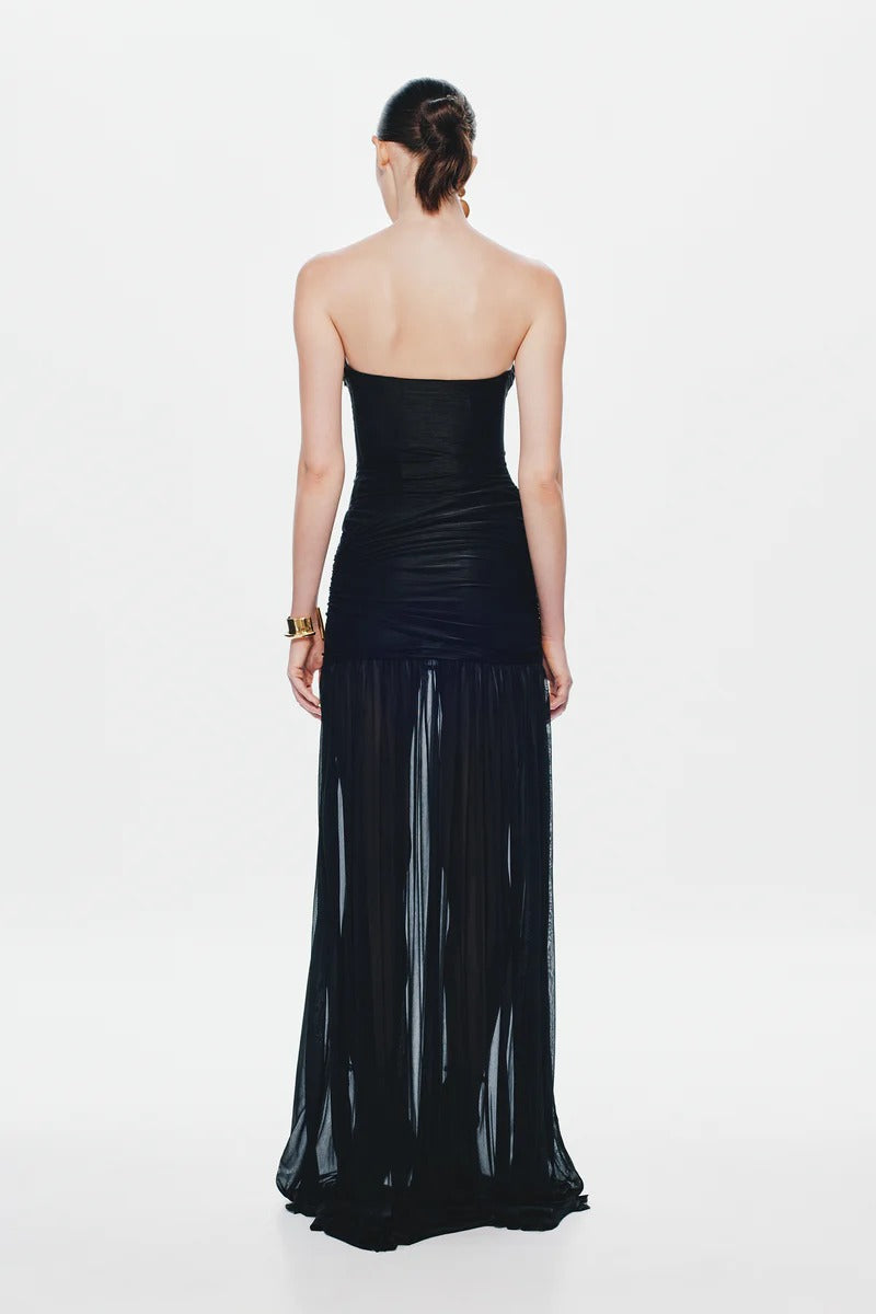 Misha Ember Wrapped Dress - Black