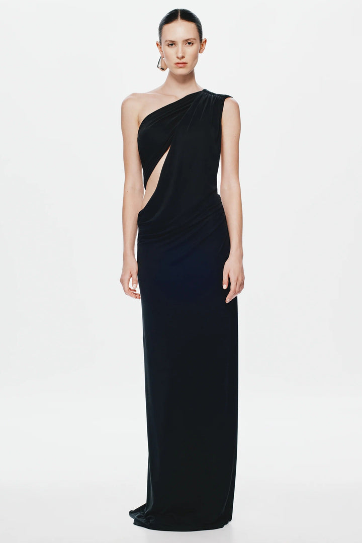 cupro maxi dress BLACK JENNIFER CUPRO MAXI  Aquino's Attire