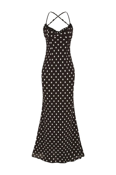 Monet Maxi Dress - Black Polka