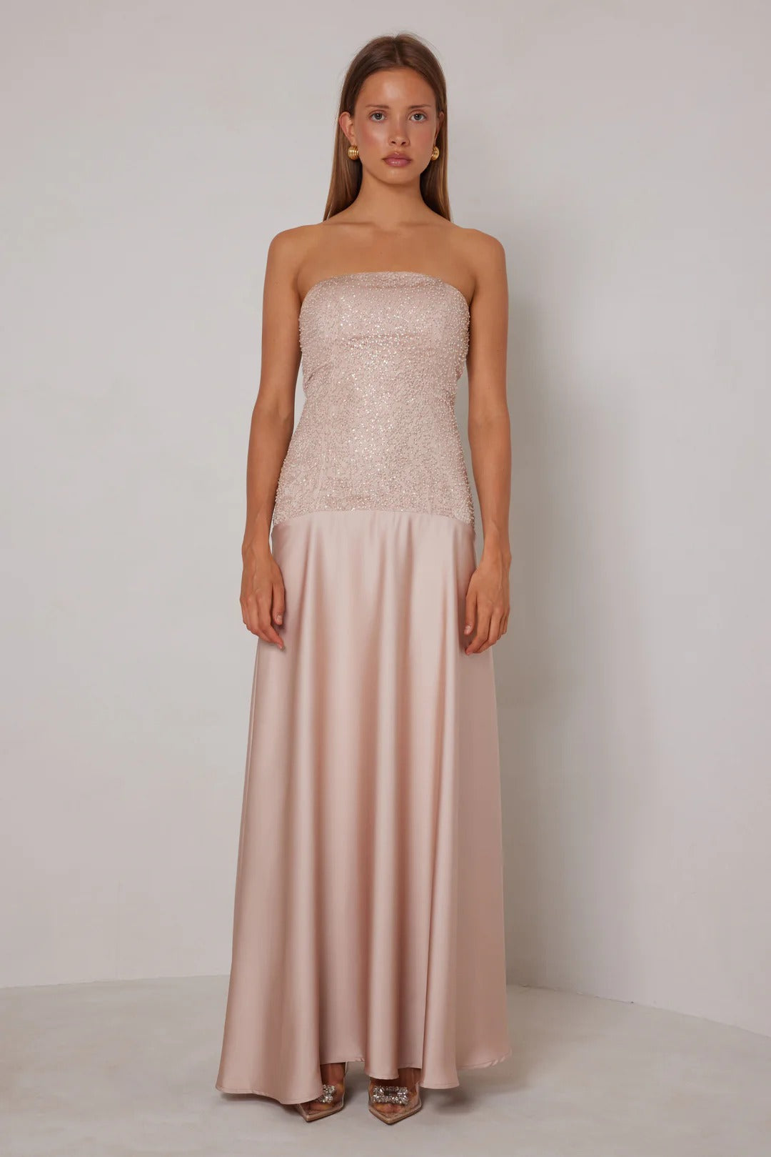 j crew champagne bridesmaid dresses Zapaka Women Dark Green Sweetheart Bridesmaid Dress A Line Keyhole Satin Long Prom Dress, Dusty Rose / US8 main image 0