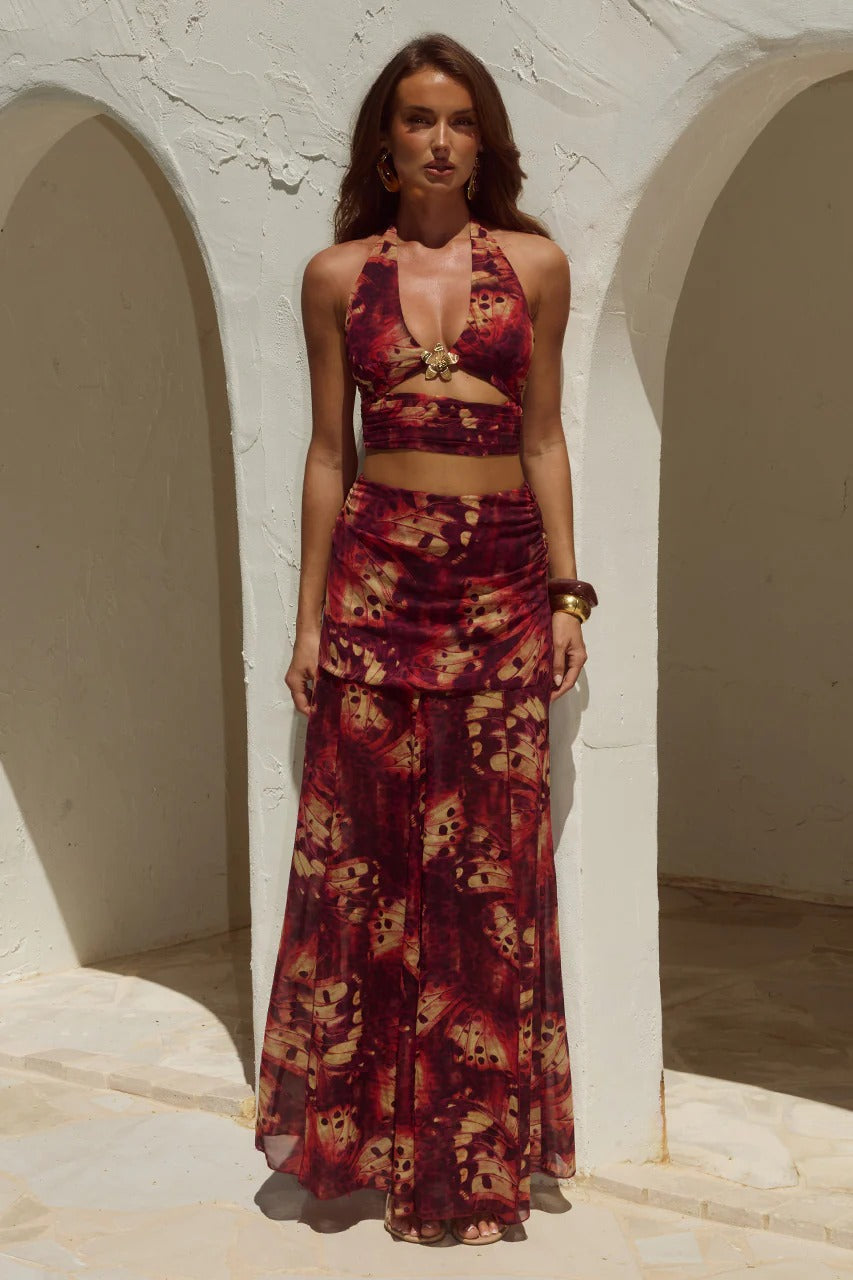 Valletta Maxi Skirt - Eliana Red