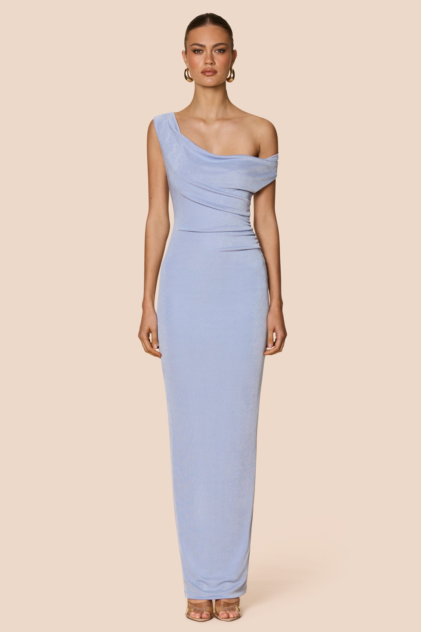 drape maxi dress BEC + BRIDGE Cassis creating a fluid Rivena Rosette Chiffon Drape Maxi