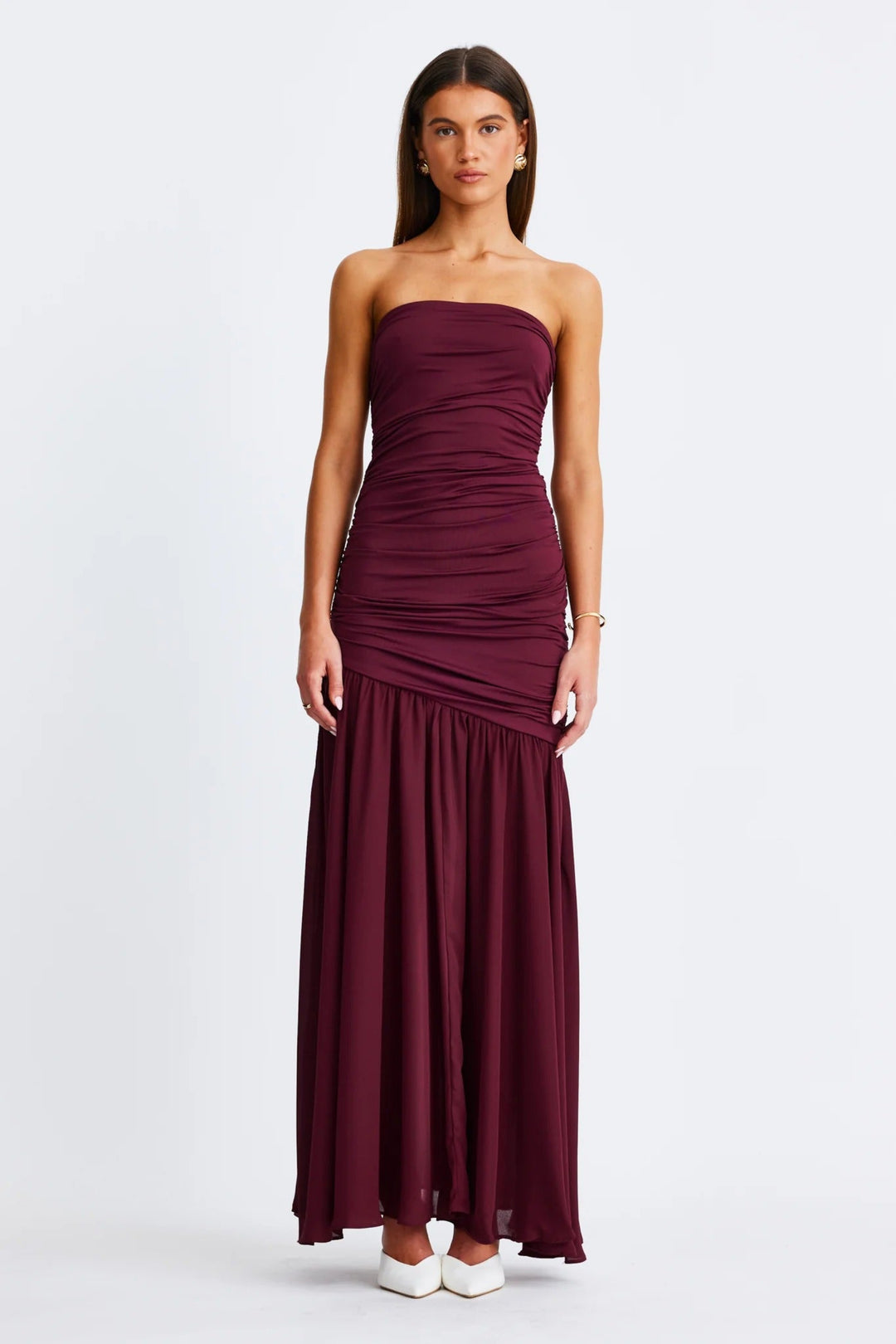 Neve Strapless Maxi Dress - Cranberry | JAUS