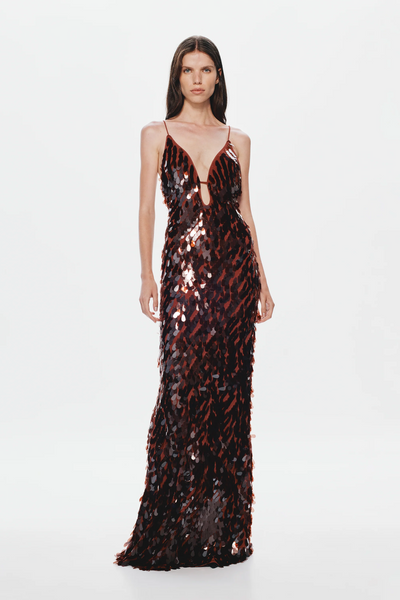 Misha Sapphire Sequin Maxi Dress - Fig
