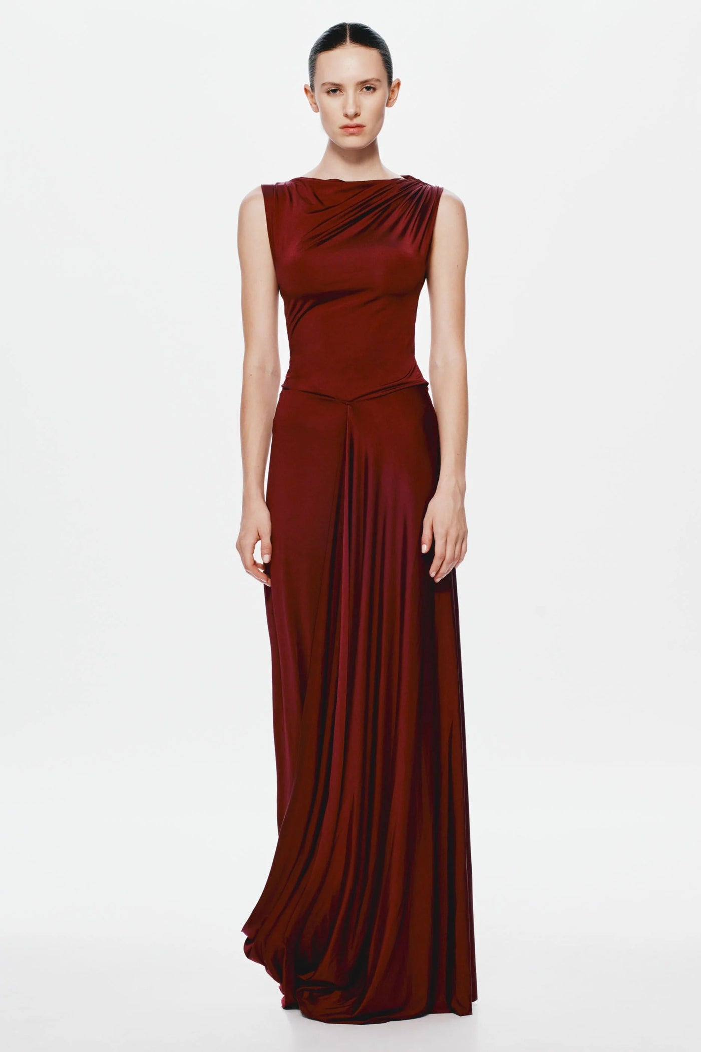 Misha Waterfall Jersey Maxi Skirt - Port