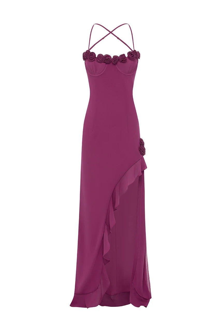 Jionni Ruffle Maxi Dress - Berry