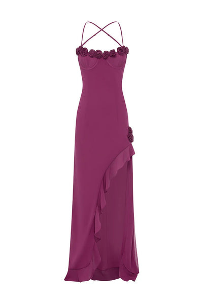 Jionni Ruffle Maxi Dress - Berry
