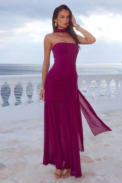 Lillie Corset Maxi Dress - Plum