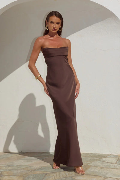 Madeleine Strapless Maxi Dress - Bitter Chocolate