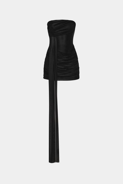 Misha Ember Wrapped Mini Dress - Black
