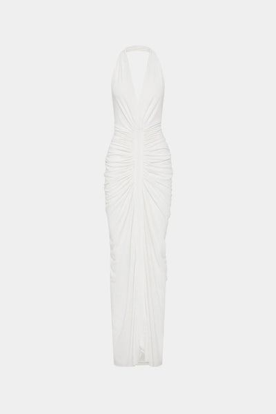 Misha Venus Gathered Cupro Dress - Ivory