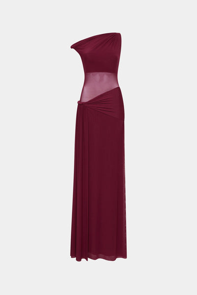 Misha Sisal Mesh Maxi Dress - Port