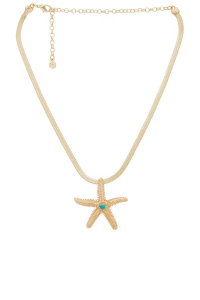 Starfish Pendant Herringbone Chain Necklace