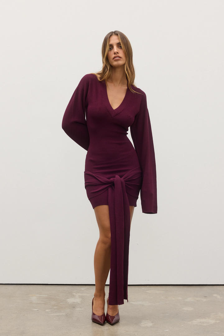 Chantelle Knit Mini Dress - Plum | JAUS Small / Plum Chantelle Knit Mini Dress - Plum | JAUS Small / Plum