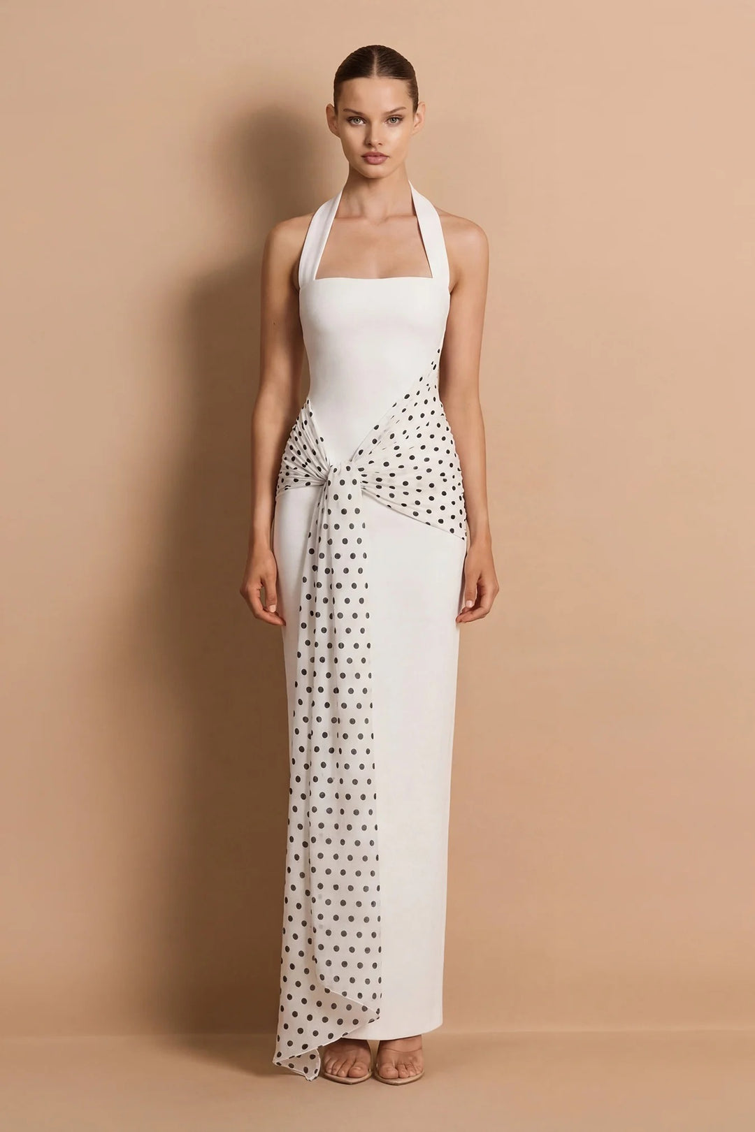paloma maxi dress Halter Ivory / S ed61625 the Paloma Long Dress The Woman in the Color:Dark Mint