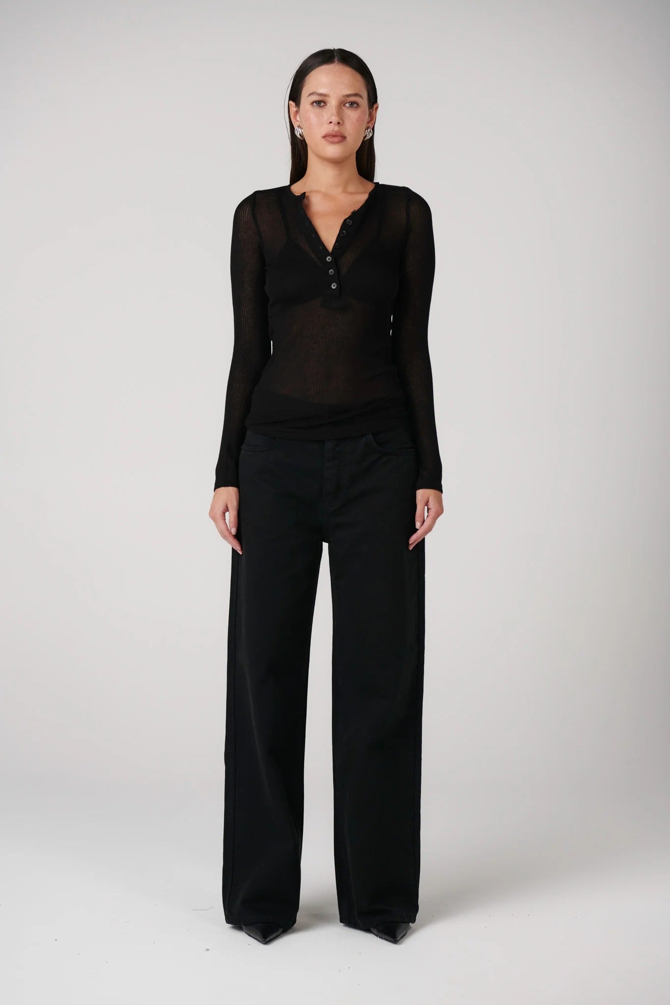 Xavier Button Top - Black