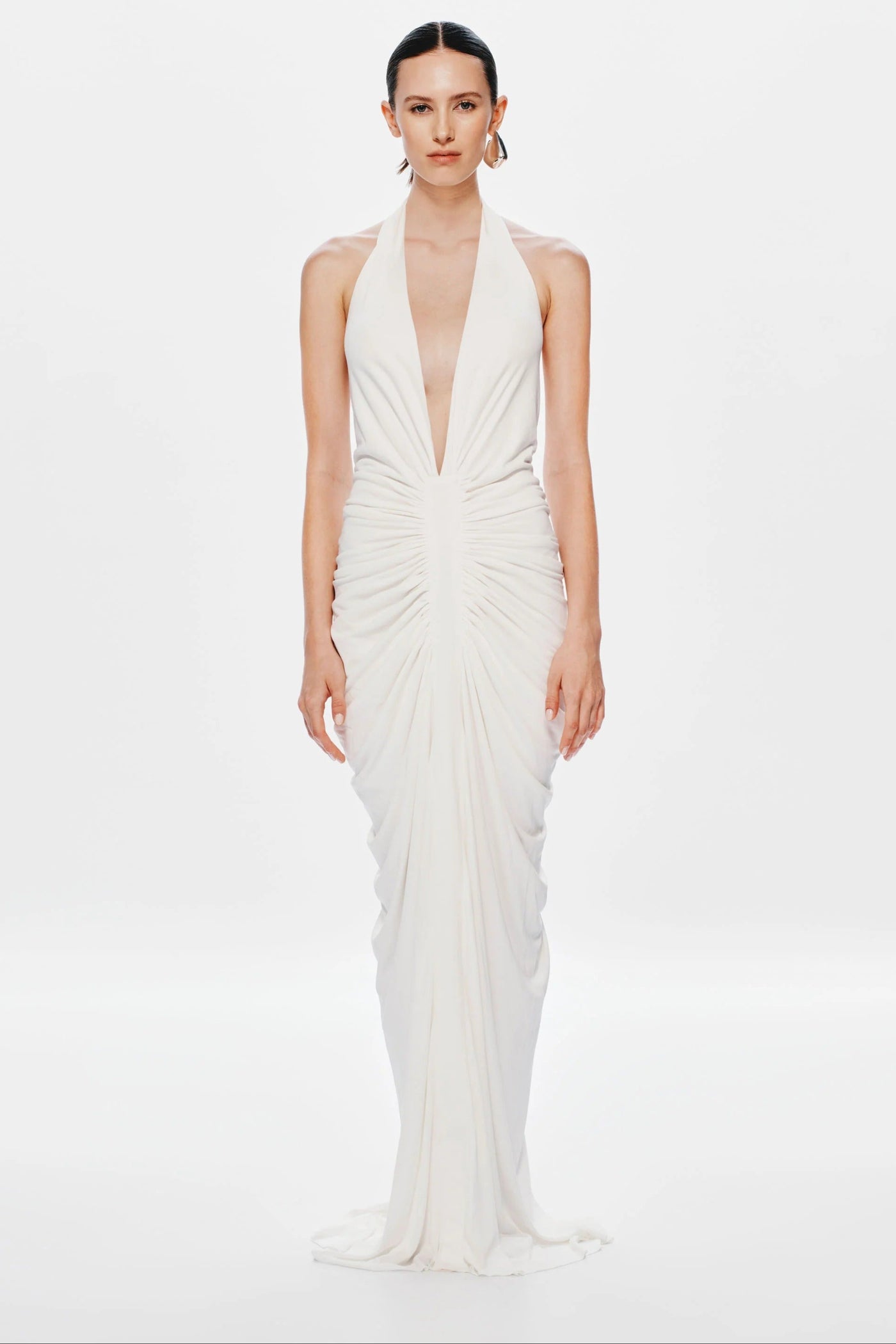 Misha Venus Gathered Cupro Dress - Ivory