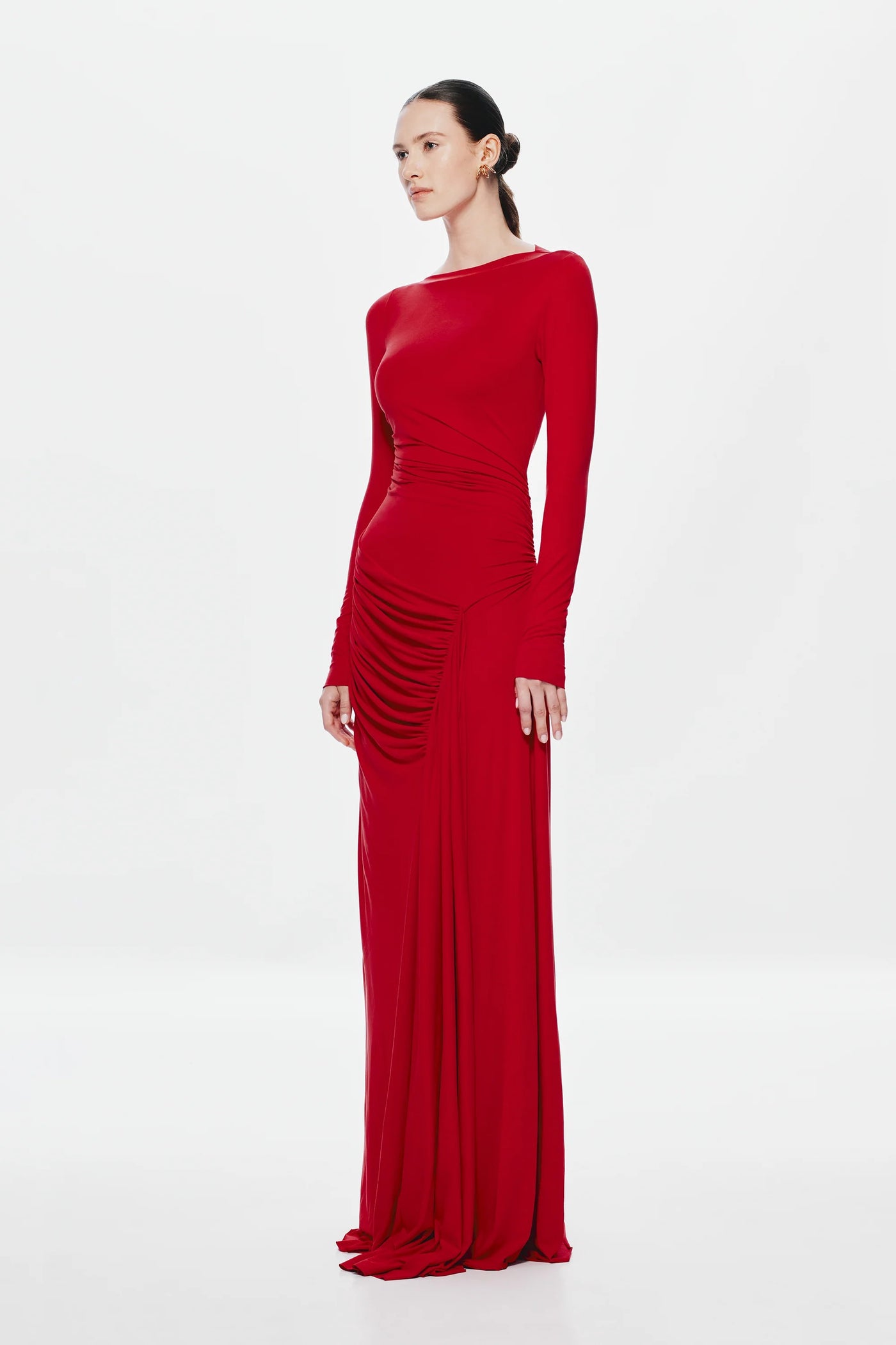 misha glacier long-sleeve ruched maxi dress MISHA Glacier Long-Sleeve Ruched Maxi Dress